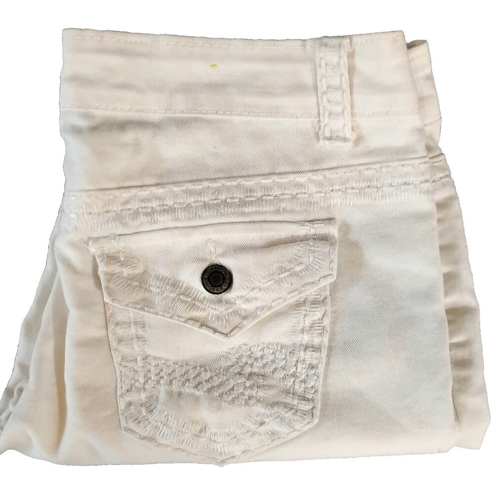 Rue 21 Womens 5/6 White Denim Capri Pants Flap Pocket Rise 8" - Picture 6 of 6